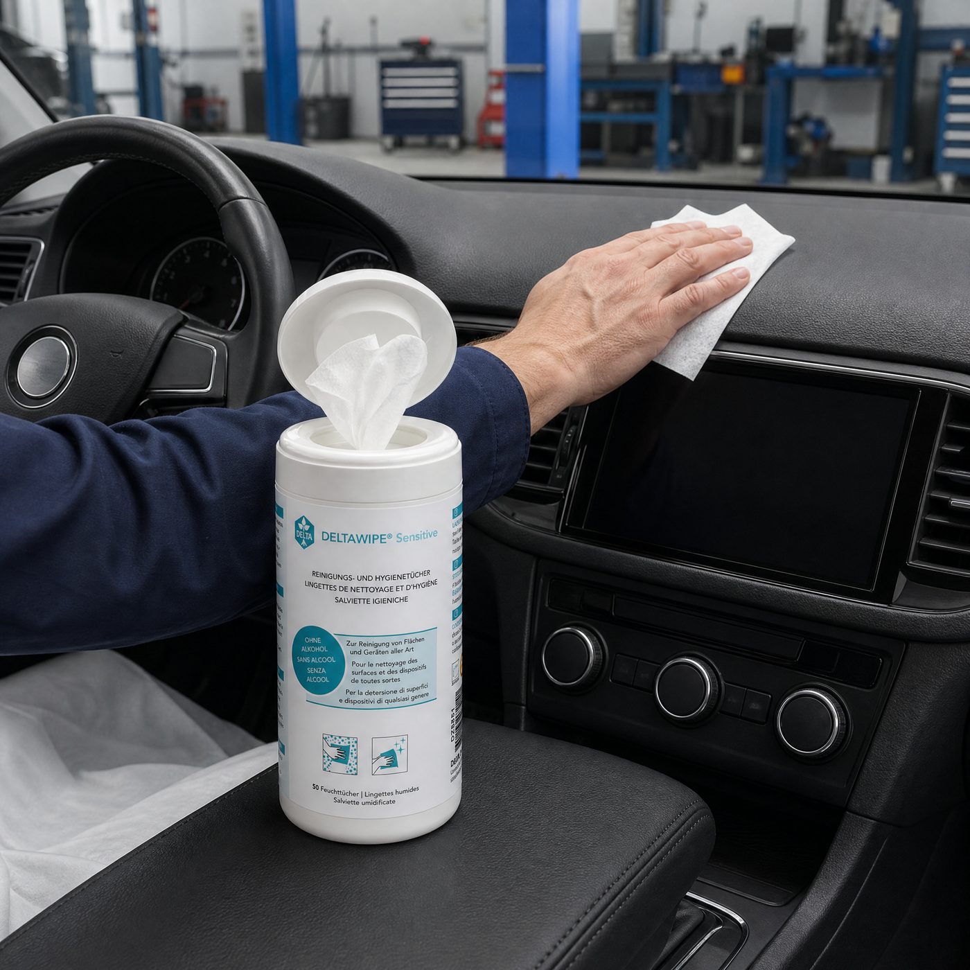 DELTAWIPE — Werkstatt, Armaturenbrett wird gereinigt